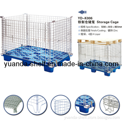Folding Storage Metal Wire Mesh Pallet Cage for Warehouse